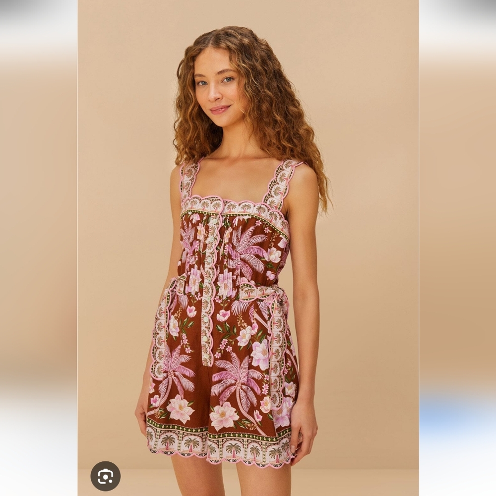 FARM Rio Brown and Pink Floral Jumpsuit